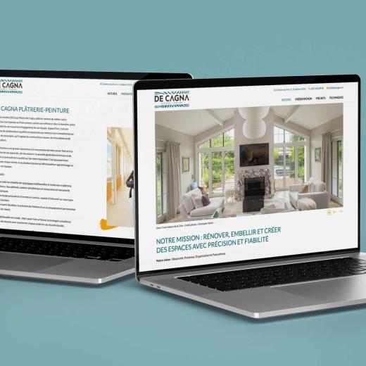 Maquette webdesign du site de DeCagna en 2025, version bureau