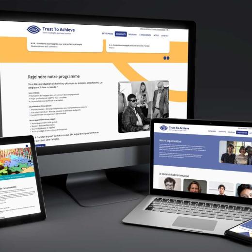 Diverse pages du site internet de Trust to achieve sur différent appareils