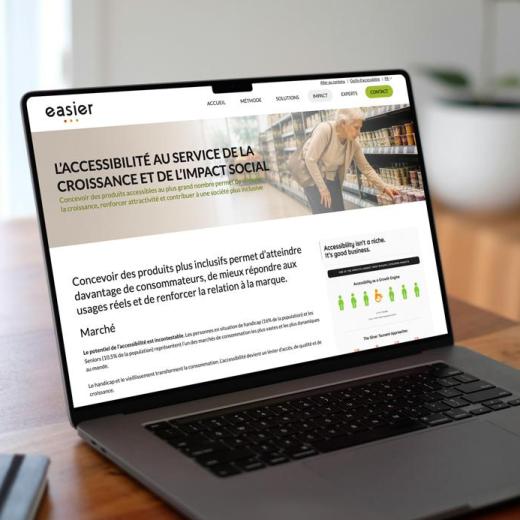 Site internet de Easier, la page Impage avec une bannière et des informations textuelles